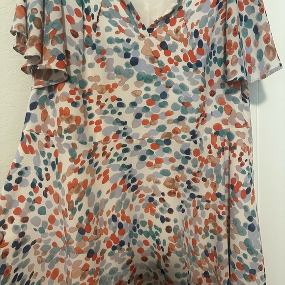 Anthropologie Maeve Flutter Sleeve High Low Dress Watercolor Dot Size‎ Small - Picture 7 of 13